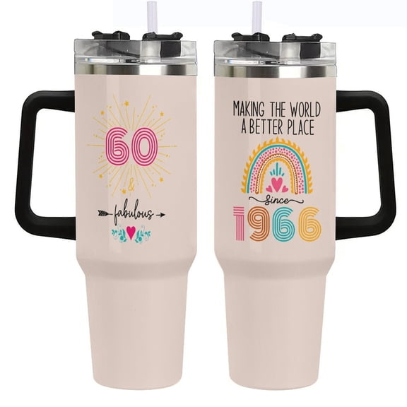 60th Birthday Gifts for Women Her, 1966 60th Birthday Decorations for Woman, Turning 60 Year Old Gifts For Women Mom Wife Grandma, 60 Th Birthday Ideas, 40oz Tumbler Cup