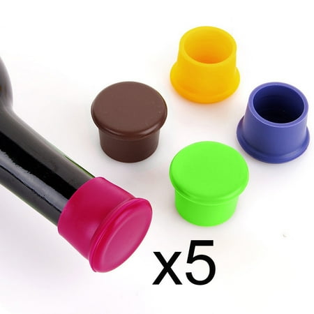 

Podplug 5Pc Reusable Silicone Wine Beer Top Bottle Caps Stopper Drink Savers Sealer Best
