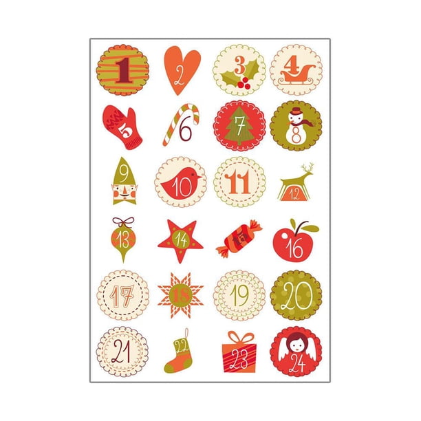 Pegatinas Calendario De Adviento - 8 Piezas, Números 1 Al 24 Con Motivos Navideños, Para Manualidades Y Decoración