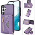 thumbnail image 2 of Compatible with Samsung Galaxy A54 5G Wallet Case with Card Slot  Flip Leather Shockproof Zipper Protective Handbag with Crossbody Strap for Galaxy A54 5G Case Wallet(Purple-6.4 inch), 2 of 8