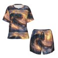 thumbnail image 4 of Picia Mythical Serpent Mountain Sunrise Pajamas Sets for Women Soft Short-Sleeved Pjs with Lounge Shorts Two Piece Sleepwear-3X-Large, 4 of 9