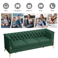 thumbnail image 3 of Velvet Sofa Couch, Atumon Velvet Sofa with Gold Metal Legs, Couches and Sofas, Modern Sofa Furniture, Velvet Upholstered Sofa for Living Room Bedroom Apartment, 82.68"L x 30.51"W x 30.9"H, Green, 3 of 10