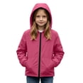 thumbnail image 5 of Big Kids Teen Hooded Zip Jacket Waterproof Windproof Long Sleeve Pocketed Outdoor Coat Fall Outerwear Ages 5-16 Hot Pink 5 Years, 5 of 9