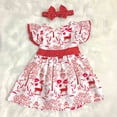 thumbnail image 3 of Enfants Tout-Petits Filles Robe Sans Manches Bowknot Cerf Imprimer Mini Robe Concours Partie Robe Formelle, 3 of 10