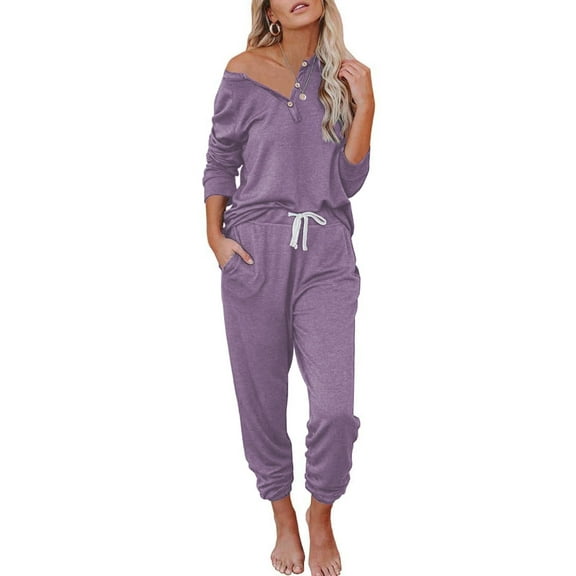 FIOPHY Womens 2 Piece Outfits Casual Sets Long Sleeve Tops and Jogger Sweatpants Sweats Suits Loungewear Pajama Set