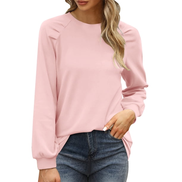 Gibobby Casual Sudadera para Mujer Sudadera suelta casual con estampado navideño de manga larga con cuello redondo para mujer blusa grande de manga larga(Rosa,M)
