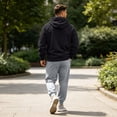 thumbnail image 4 of Zimjoy Hoodie Sweatpants Set Men, 1/4 Zip Hooded Sweatshirt with Arm Zipper Pocket & Black Drawstring Tapered Pants, Casual Tactical Athletic Sweatsuit for Outdoor Gym Daily Wear Black S, 4 of 6