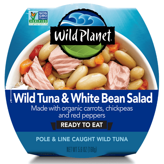 Pack of 12, Wild Planet Wild Tuna & White Bean Salad Ready-To-Eat Meal, 5.6 oz