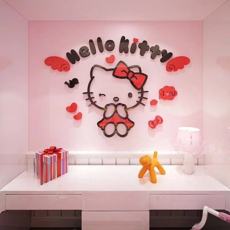 DIY Assemble Cartoon Hello Kitty Wall Sticker Bedroom Home Decor