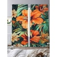 thumbnail image 3 of Burnt Orange Floral Sheer Curtains 84 Inch Length 2 Panels Set, Tropical Botanical Leaves Floral Voile Window Treatment Rod Pocket Curtains Sheers Drapes for Bedroom/Living Room/Kitchen 52"x84"x2, 3 of 7