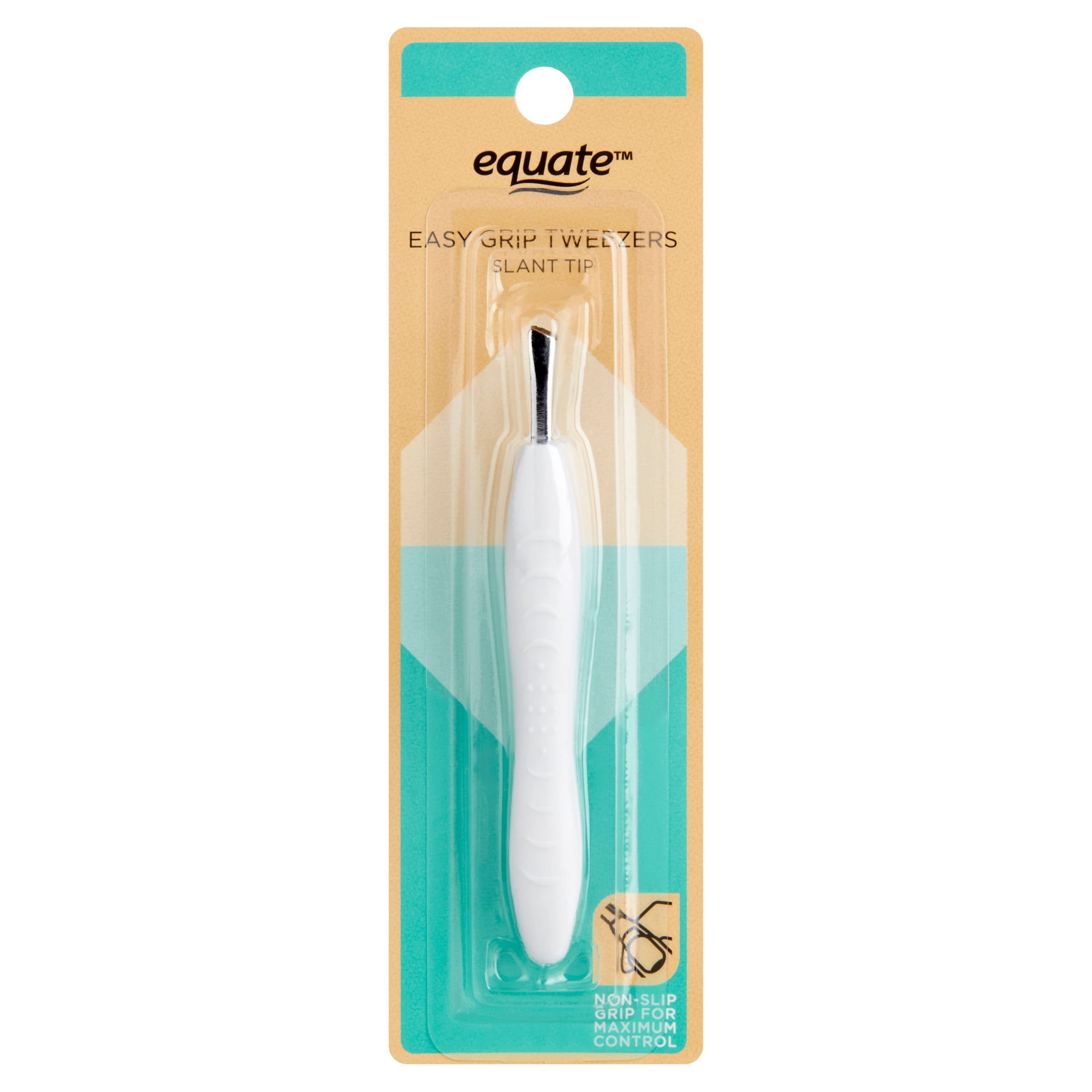 Equate Beauty Non-Slip Grip Slant Tip Tweezers