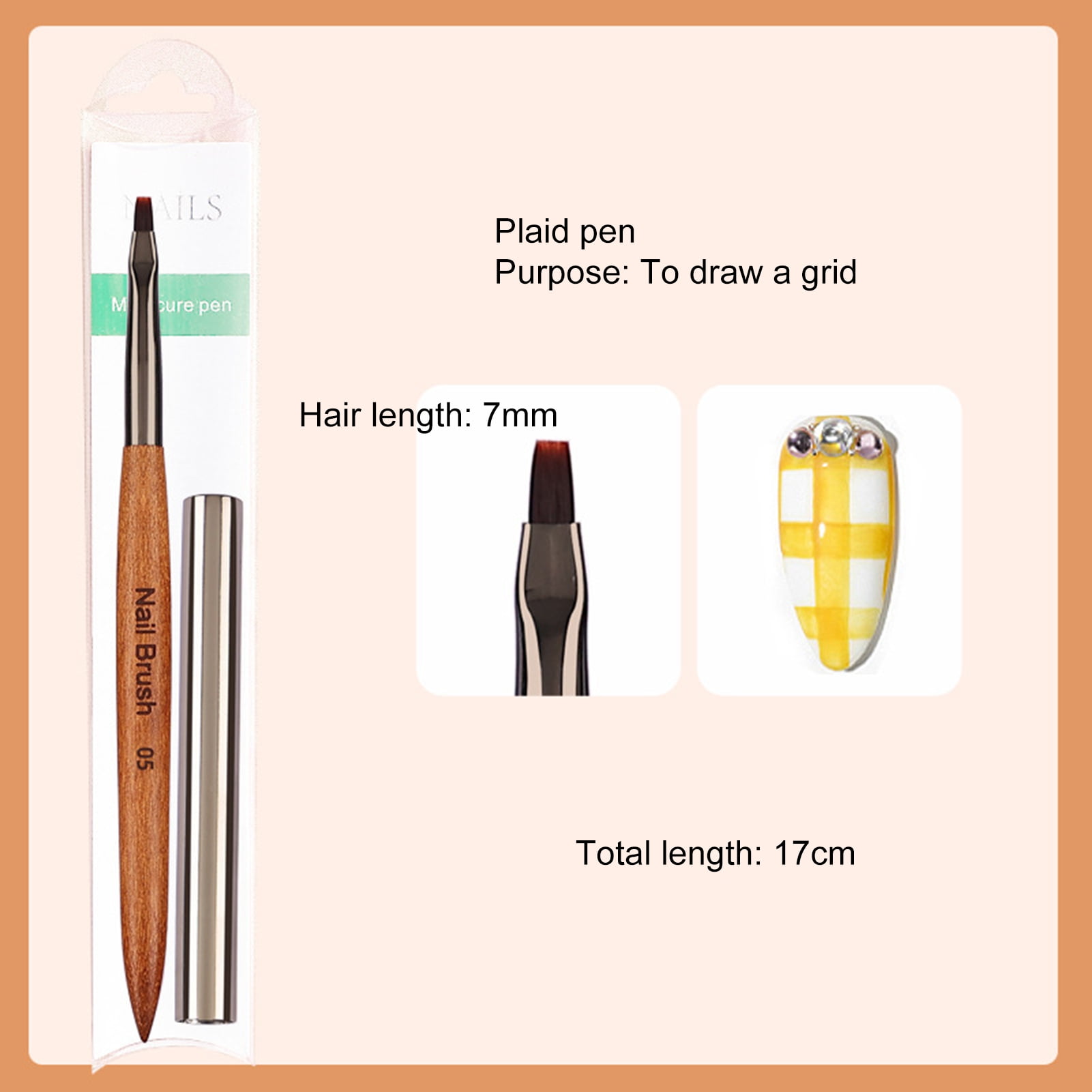 Yesbay 1Pcs Manicure Pen Soft Bristles DIY with Cover Nail Polish