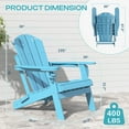 thumbnail image 4 of FODINGHILL Outdoor Folding Adirondack Chair set of 2, HDPE All Weather Patio Chair with Cup Holder for Deck Backyard Garden, Arctic, 4 of 10