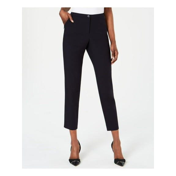 CALVIN KLEIN Womens Black Zippered Pocketed Wear To Work Cropped Pants 16
