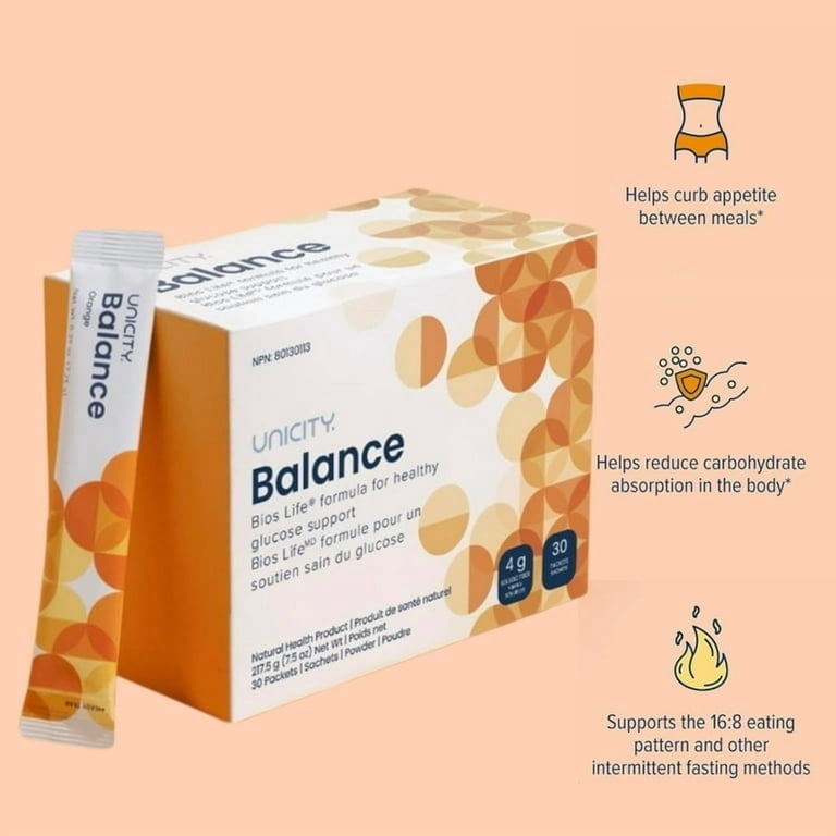Unicity Balance バランスオレンジ味 Unicity Balance Orange – 1 Box (30 Packets) | Orange Fiber Drink