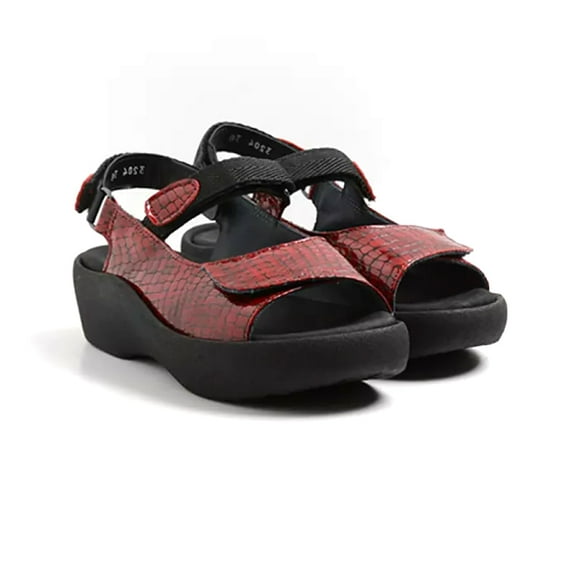Wolky Women's Jewel Comfortable Slingback Sandals, Red Mini Croco Leather, Size EU 38