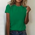 thumbnail image 2 of Women's Classic Versatile Daily Short Sleeved Solid Color Casual Round Neck T Shirt 1, 2 of 5