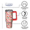 thumbnail image 3 of 30oz Christmas Tumbler with Lid and Straw, Stainless Steel Cup with Handle Red Bowknot Travel Mug, Holiday Gifts for Women Men, 3 of 5