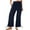 Navy, variant on CHGBMOK Women Wide Leg Trousers with Pockets Cotton Linen Lounge Pants Drawstring High Waisted Loose Long Pants