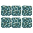 thumbnail image 2 of Pofeuu Floral Print Leather Coasters Set of 6, Round Cups Mugs Mat Pad for Home Kitchen Heat Resistant Drink Coasters,Square, 2 of 7