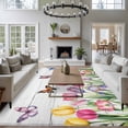 thumbnail image 4 of Area Rug for Living Room, Tulips Spring Floral Non-Slip Indoor Large Carpet for Bedroom/Dining Room, Pastoral Flowers Butterfly Wooden Washable Low-Profile Rectangle Floor Runner Rugs - 6 x 9 Ft, 4 of 7