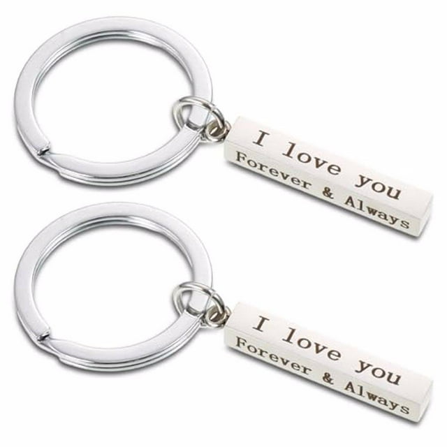 Unatoiry 2piece Love Keychain Set In Durable Stainless Steel 鈥?Personalized Key Rings For Couples Key Chain Steel color