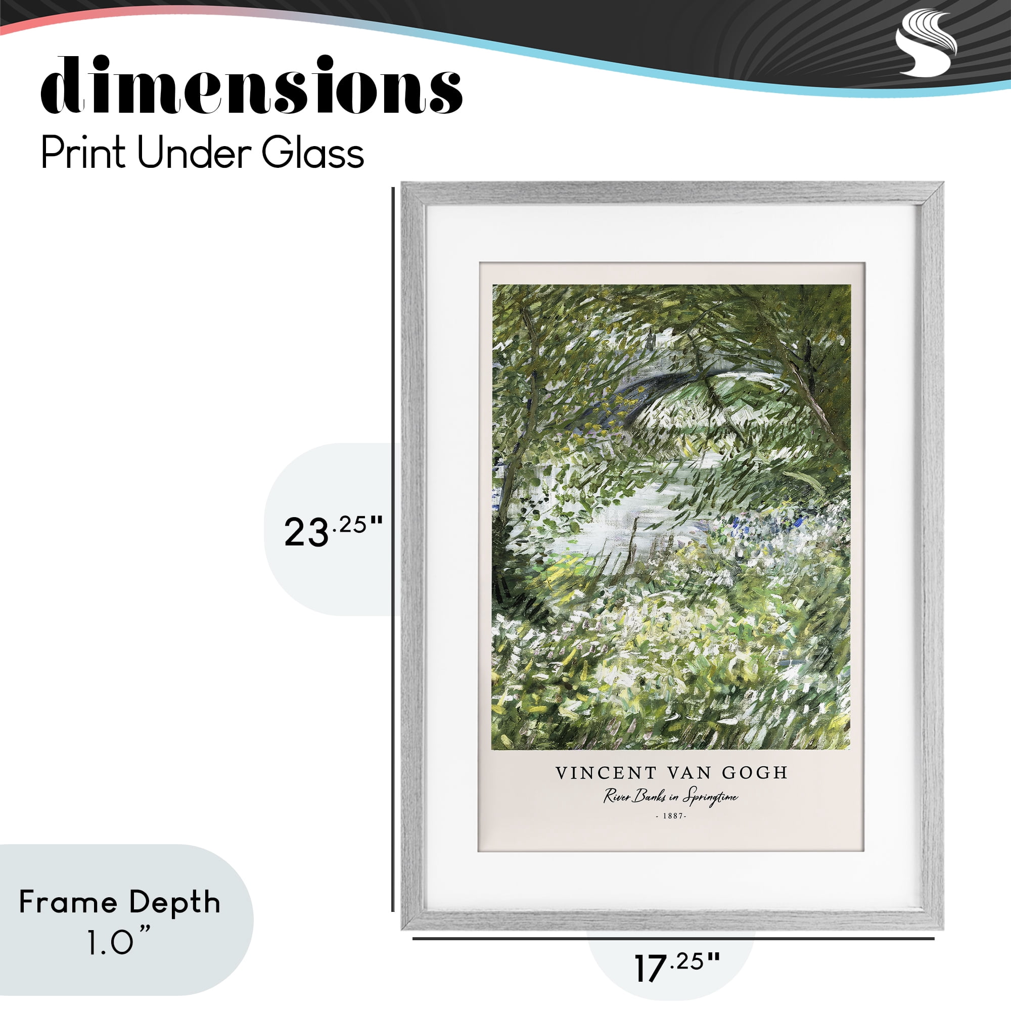 Stupell Industries Classic River Banks At Springtime Gray Framed Print Under Glass, design by Vintage Hustle