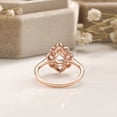 thumbnail image 5 of 925 Sterling Silver 14K Rose Gold Pear Shape Created Aquamarine Cubic Zirconia Hollow Flower Engagement Ring, 5 of 5