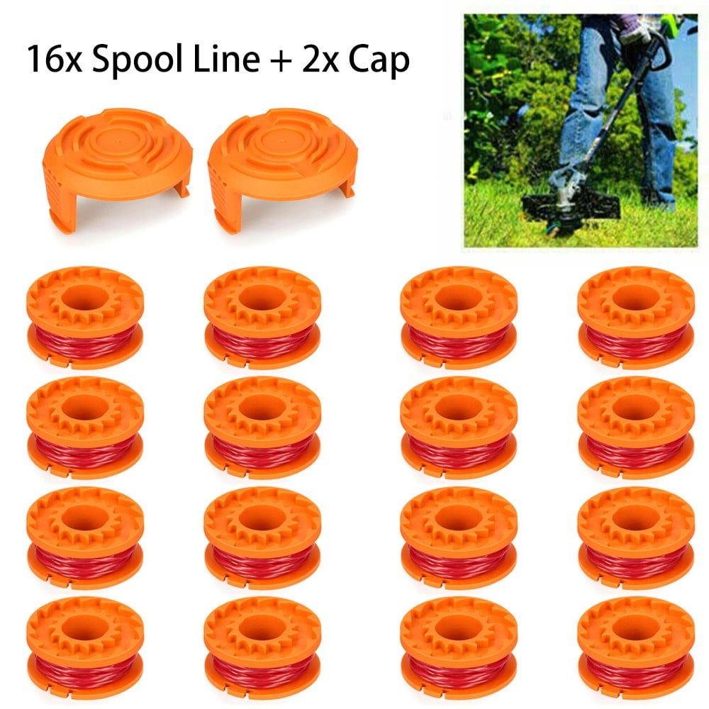 16pcs Replacement Spool Line For WORX WG150 WG151 String Trimmer Spools 2 Cap 