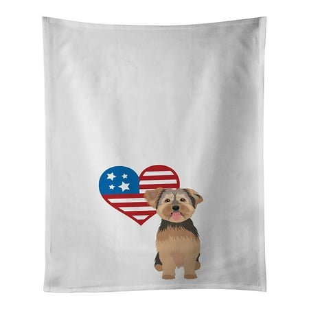 

Yorkie Chocolate #2 Patriotic White Kitchen Towel Set of 2 19 in x 28 in