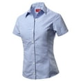 thumbnail image 2 of A2Y Women's Basic Durable Short Sleeve Button Down Business Office Formal Ladies Shirt Plaid Royal 3XL, 2 of 6