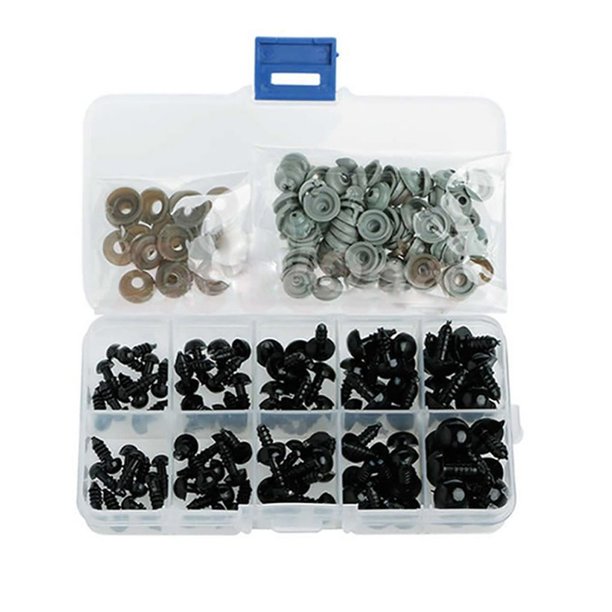 100 Uds 6-12mm manualidades de plástico negro ojos de seguridad juguetes de peluche Snap Animal Scrapbooking muñecas de marionetas accesorios de bricolaje Inevent JJ17469-00