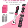 thumbnail image 4 of EXLEAF 3 Pack Razor Blade Scraper Set, Includes 30 Plastic & 30 Metal Blades, Multi-Purpose Tool for Glass, Cooktop, Sticker Removal, Paint & Gum Cleaning (Pink), 4 of 7