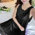 thumbnail image 4 of Wedfrse Womens Pajama Sets,Nightgowns for Women,Women Casual Solid Dress Sleeveless Round Neck Lace Splice Dress Pullover Loose Dress,Silk Pajamas,Pj Sets,Satin Pajama Set,Black,One Size, 4 of 6