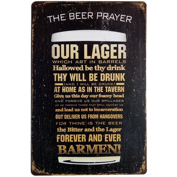 Vintage Beer Prayer Metal Tin Sign Retro Bar Pub Wall Plaque 12 x 8