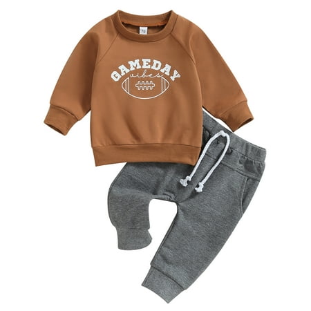 

Wallarenear 2Pcs Baby Boy Football Floral Print Sweatshirt Pullover Drawstring Jogger Pants