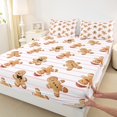 thumbnail image 3 of Homewish Gingerbread Man 4-Piece Full Size Sheets for Teens Boys Girls,Merry Christmas Bed Sheets,Geometric Stripes Lightweight Sheet Sets,Breathable Home Decor, 3 of 7