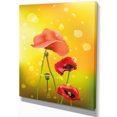 thumbnail image 2 of Fleurs Rouges sur Fond Jaune - Impression sur Toile Florale, 2 of 4