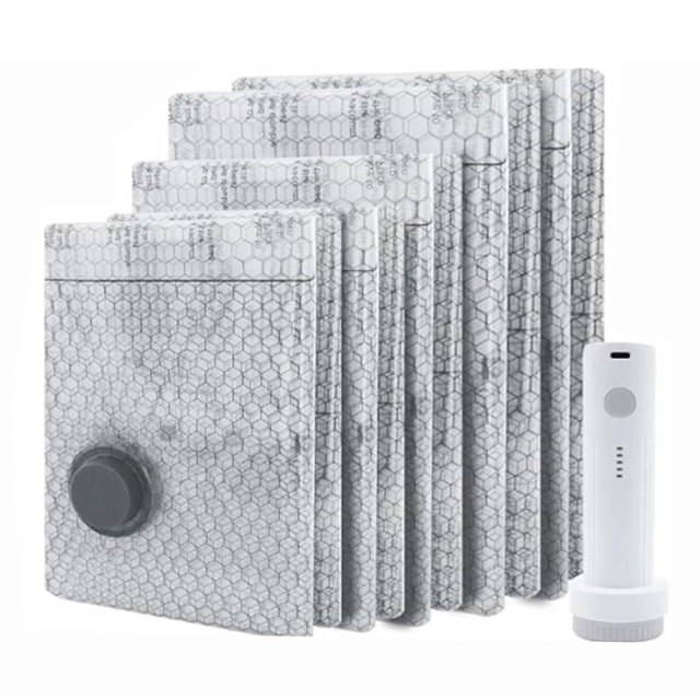 Pillow Storage Cordless Travel Vacuum Storage Compression Bag With Pump Portable Rechargeable Pump Reusable Compression Bags For Clothing Storage And Suitcas Christmas Decor Fall Decor