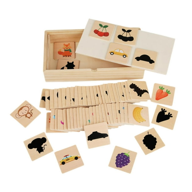Rompecabezas a juego de sombras tri y apilamiento con actividad de juguete coincidente animales de frutas interactivas rompecabezas para niños