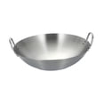 thumbnail image 3 of Wok de acero inoxidable, batería de cocina multiusos, sartén plateada de fondo plano para freír, guisar y cocinar , inducción eléctrica Diámetro 22cm, 3 of 9