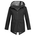 thumbnail image 2 of Rain Jacket Women Striped Lined Hooded Lightweight Raincoat Outdoor Waterproof Windbreaker, 2 of 6