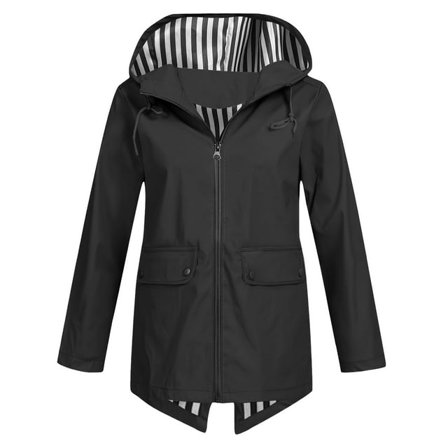 Cinvoph Womens Jackets Lightweight Outdoor Hiking Active Jacket Zipper Waterproof Rain Jacket with Pockets