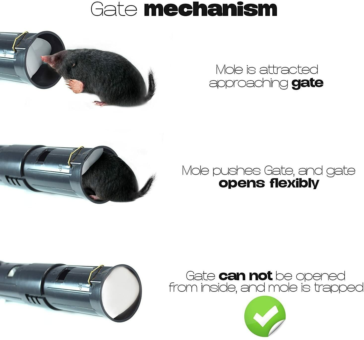 Mole Trap Tunnel Humane Live Garden Hill Catch Alive Save Catcher No Poison
