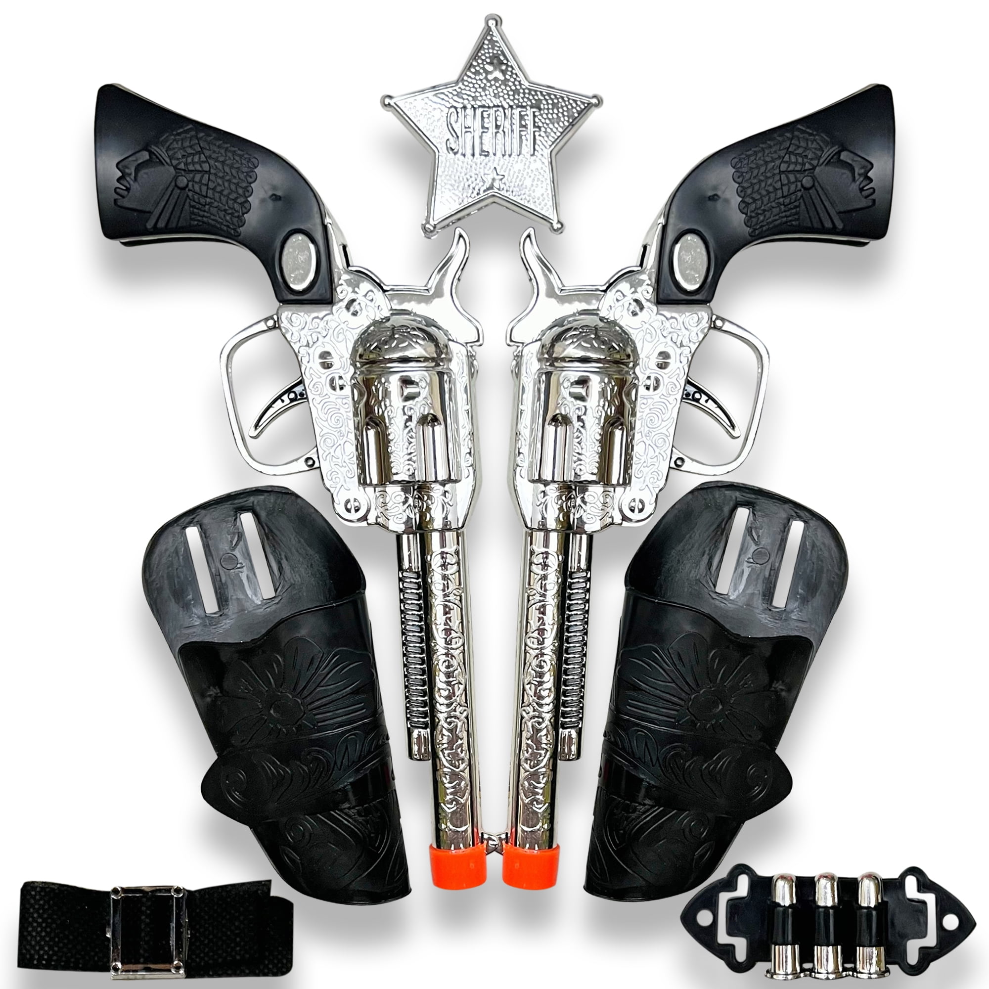 set of 3 cowboy guns with badge 
