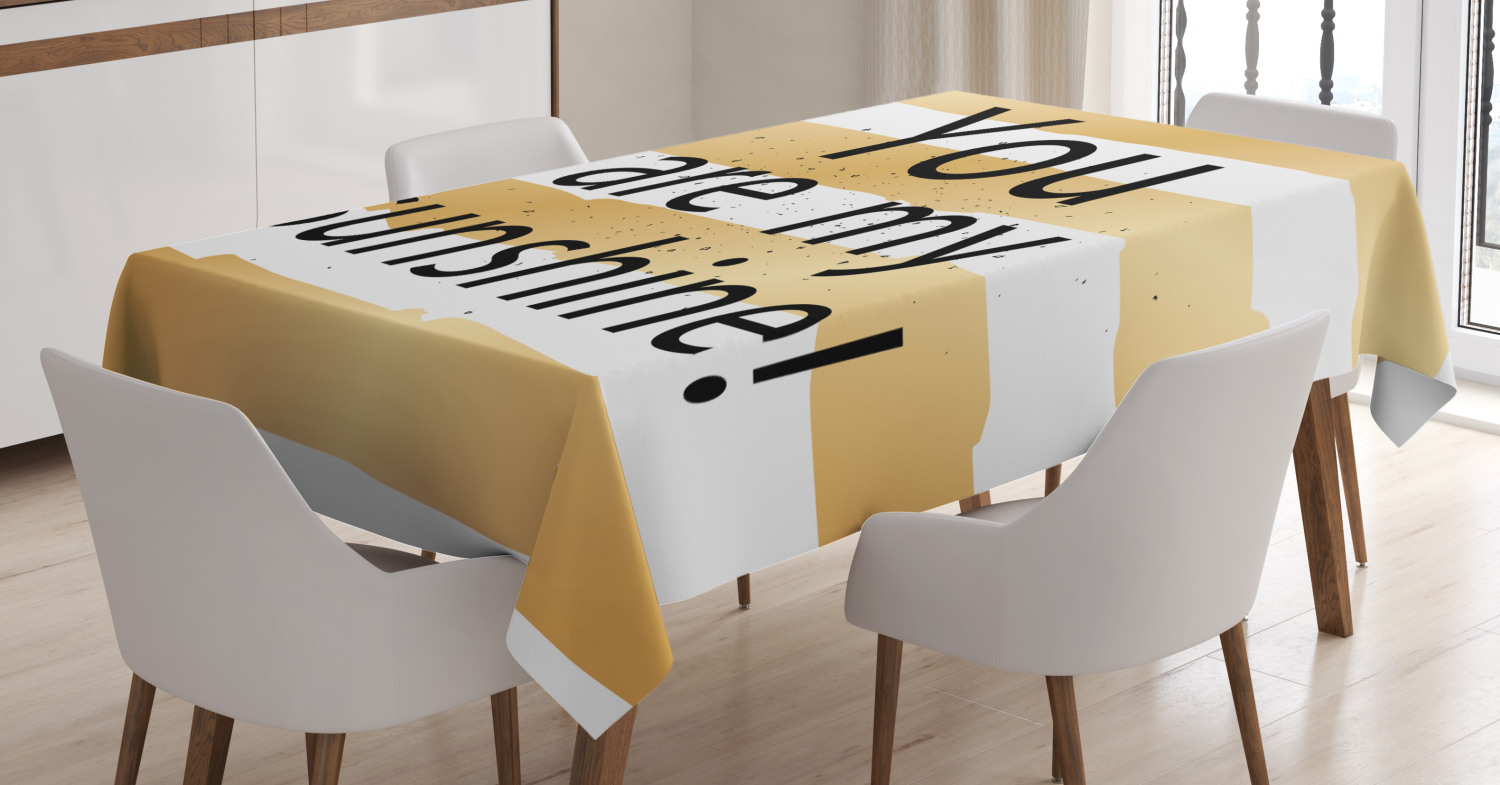 Quotes Decor Tablecloth, Big Greeting Love Text on Crossed Positive