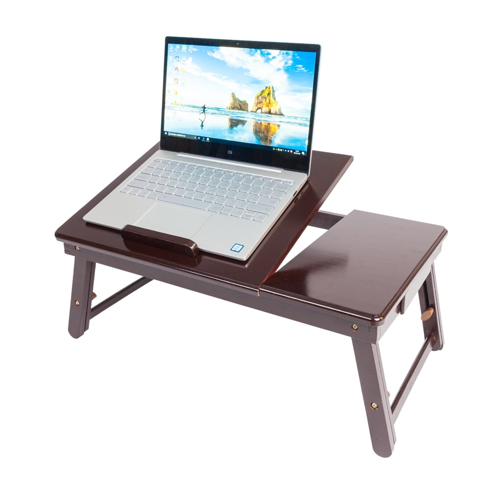 Laptop Bed Table Portable Folding Lap Desk Height Adjustable Computer Notebook Stand With Built In Storage Drawer Writing Reading Holder Home Office Small Furniture Coffee Color Y0402 Com Laptop Bed Table Portable Folding Lap, Portable Folding Desk Pc Laptop Bed Table