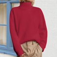 thumbnail image 2 of Women Fashion Sweatshirts Solid Turtleneck Long Sleeve Casual Warm Y2K Pullover Tops, 2 of 5