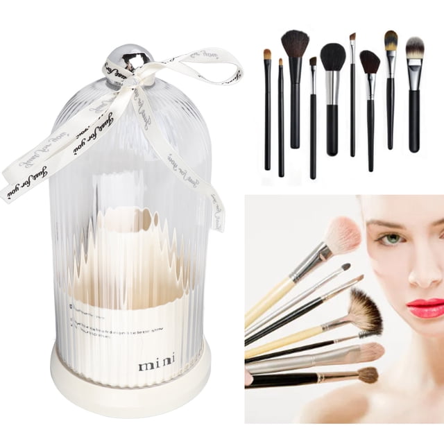 Rotating Makeup Brush Holder Organizer With Lid, Store Your Brushes, Pens, And Cosmetics Easily
