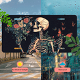thumbnail image 5 of 1 Pcs 2D Flat License Plate Covers & Frames, Skeleton with Flowers For Decorative Front, Waterproof For Decoration Aluminum License Plate Covers & Frames Cover For Men Women, 12" X 6", 5 of 7